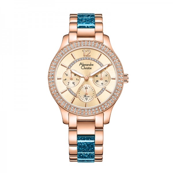 Alexandre Christie AC 2914 Rosegold Light Blue Diamond BFBRGLGLB